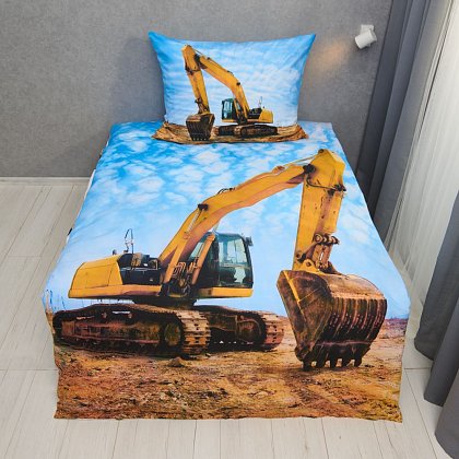 3D Bavlněné ložní povlečení 140x200+70x90 cm - Digger 140x200