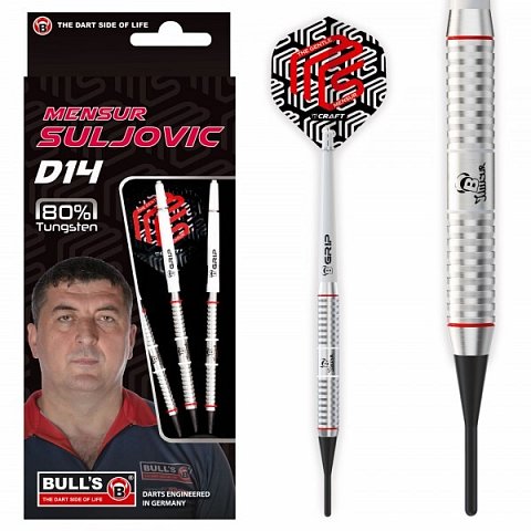 Šipky soft Bull's Mensur Suljovic D18 80% 18g 