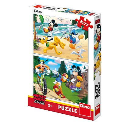 Puzzle Mickey sportuje 2x77 dílků 