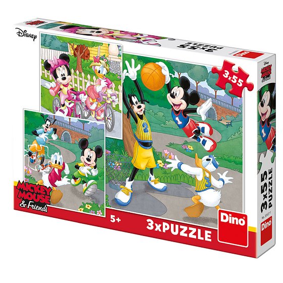 Puzzle Mickey a Minnie sportovci 3x55 dílků 