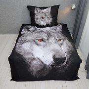 3D Bavlněné ložní povlečení 140x200+70x90 cm - Wolf