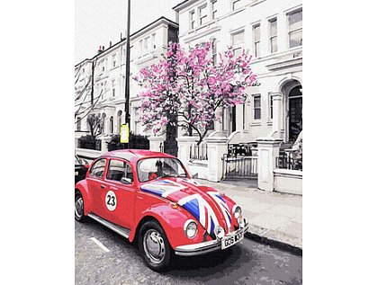 Malování podle čísel - VW Beetle v Anglii - 40x50 cm 