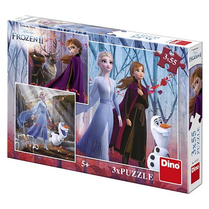 Puzzle Frozen II 3x jinak 3x55 dílků 